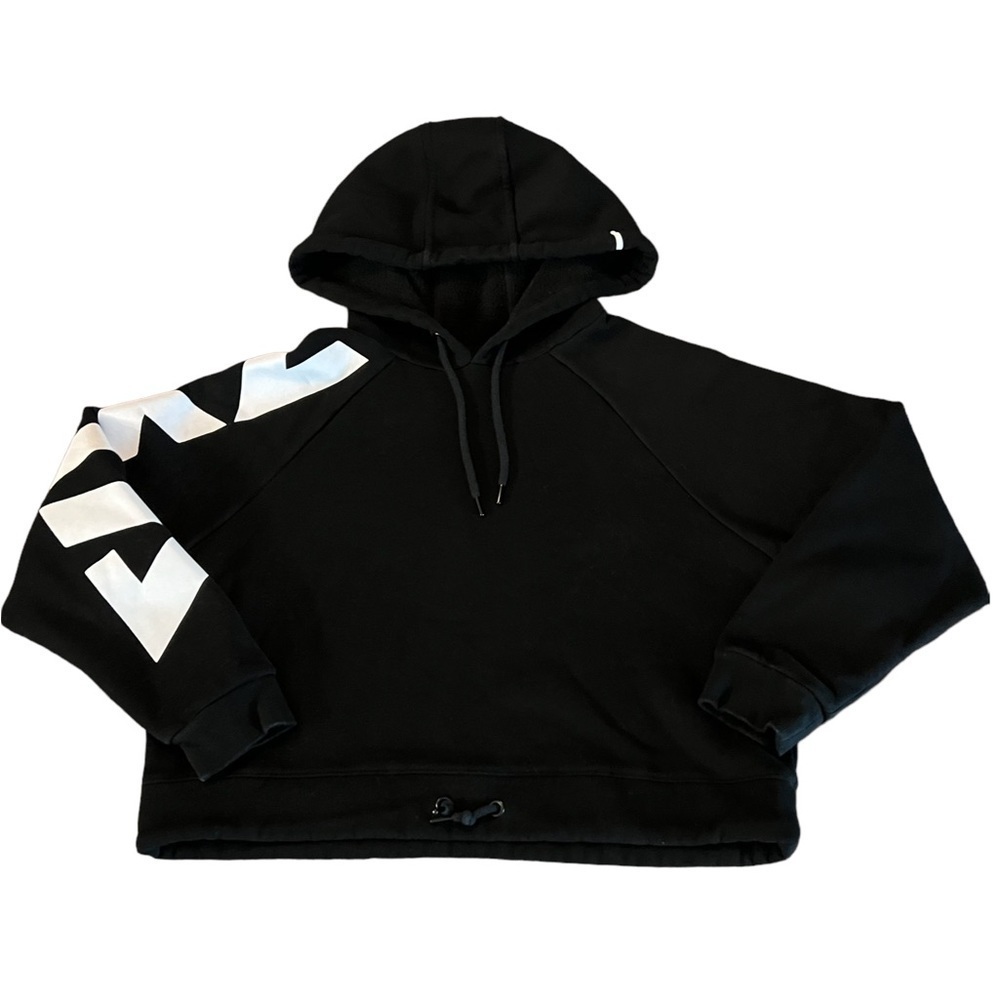 ZYIA ACTIVE WOMENS BLACK CROP PULLOVER HOODIE SIZE XL